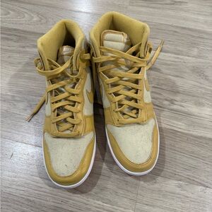 Nike High-Top Sneakers in Mustard and Beige